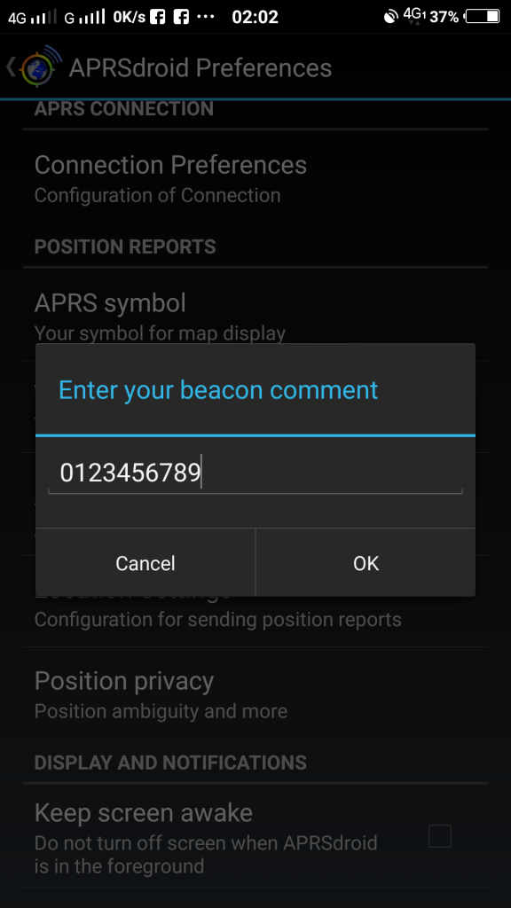 Comment field
